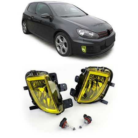 Fendinebbia Vetro Trasparente Giallo con H8 per Volkswagen Golf VI 6 GTI GTD