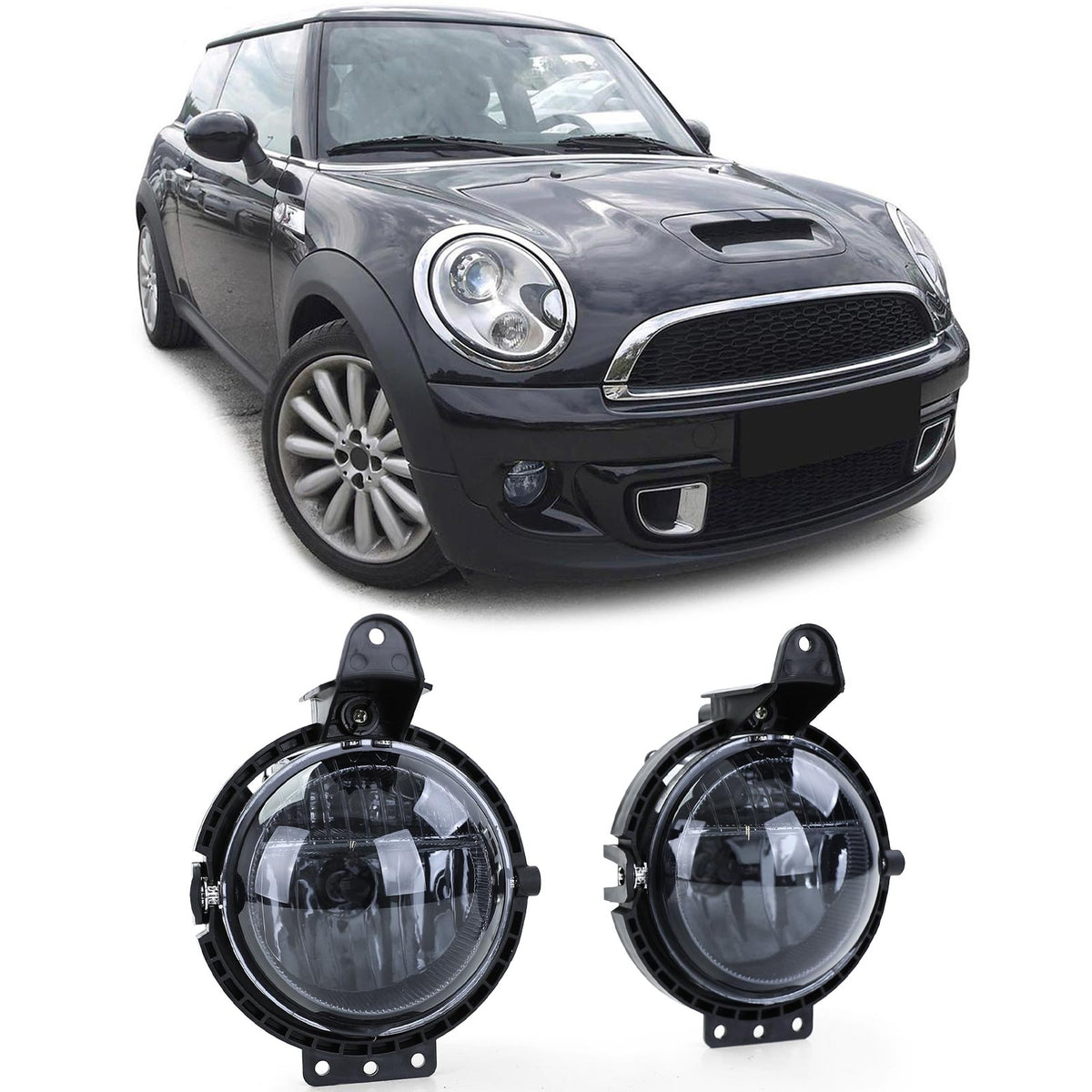 Fendinebbia Vetro Trasparente Nero Fumé per Mini R55 R56 R57 R58 R59 2006-2013