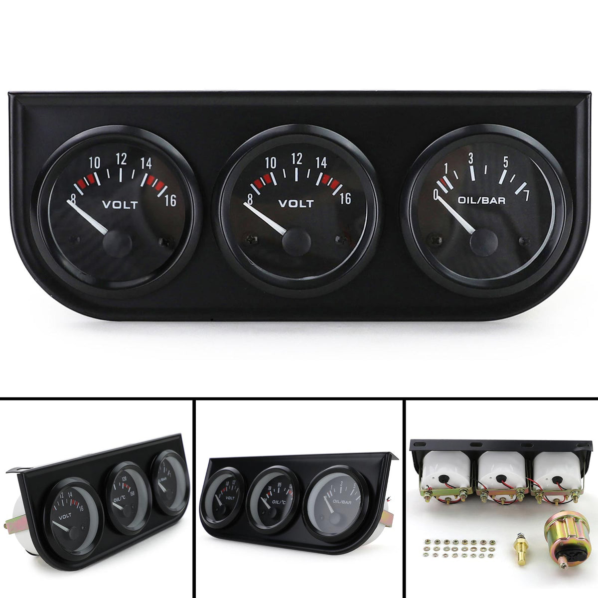 Supplementare Strumenti Serie 3 Set Temperatura Olio Volt Pressione Youngtimer