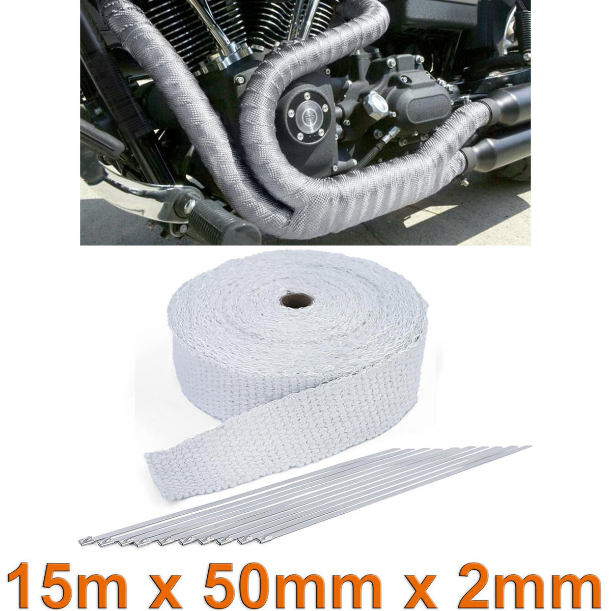 Scarico Hitzeschutzband Thermoband Keramik Fino a 1300°C 50mmx2mm 15Meter