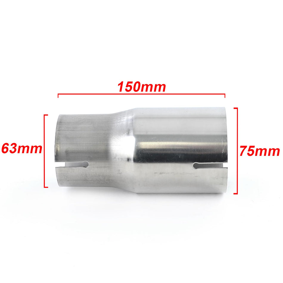 Raccordo Scarico in Acciaio Inossidabile 75mm a 63mm Universale 150mm