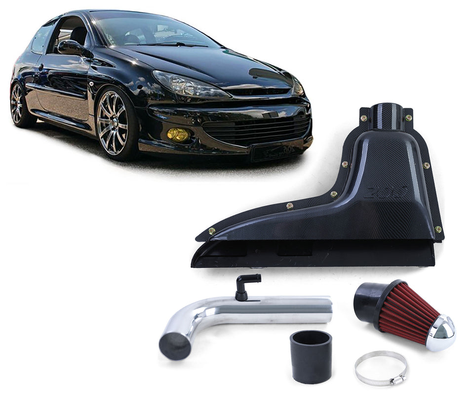 Sport Filtro Aria Airbox Intake Effetto Carbonio per Peugeot 206 1.1 1.4 1.6