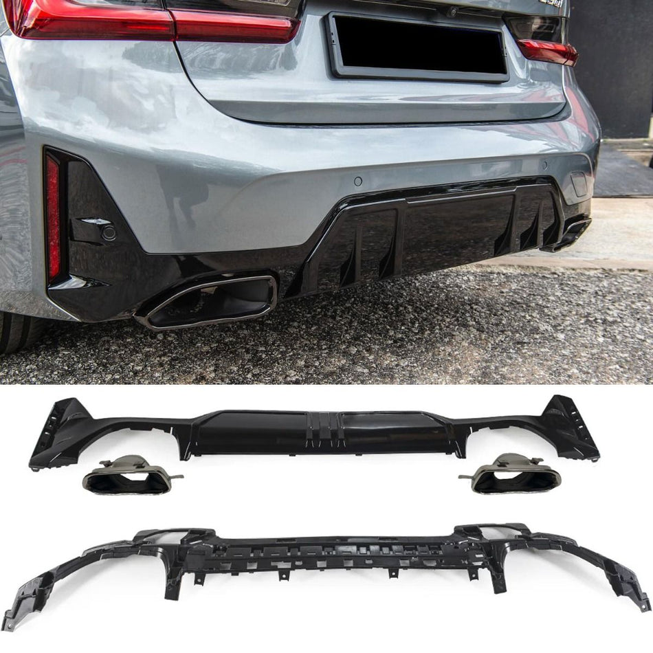 Diffusore Posteriore con Terminali Scarico Cromato per BMW Serie 3 G20/G21