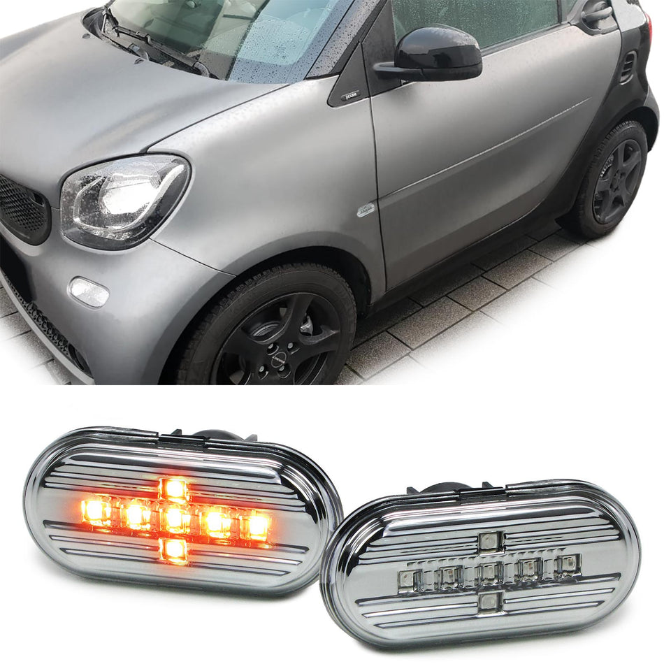 Frecce LED Vetro Trasparente Cromate per Smart Fortwo 453 Coupe Cabrio Dal 2014
