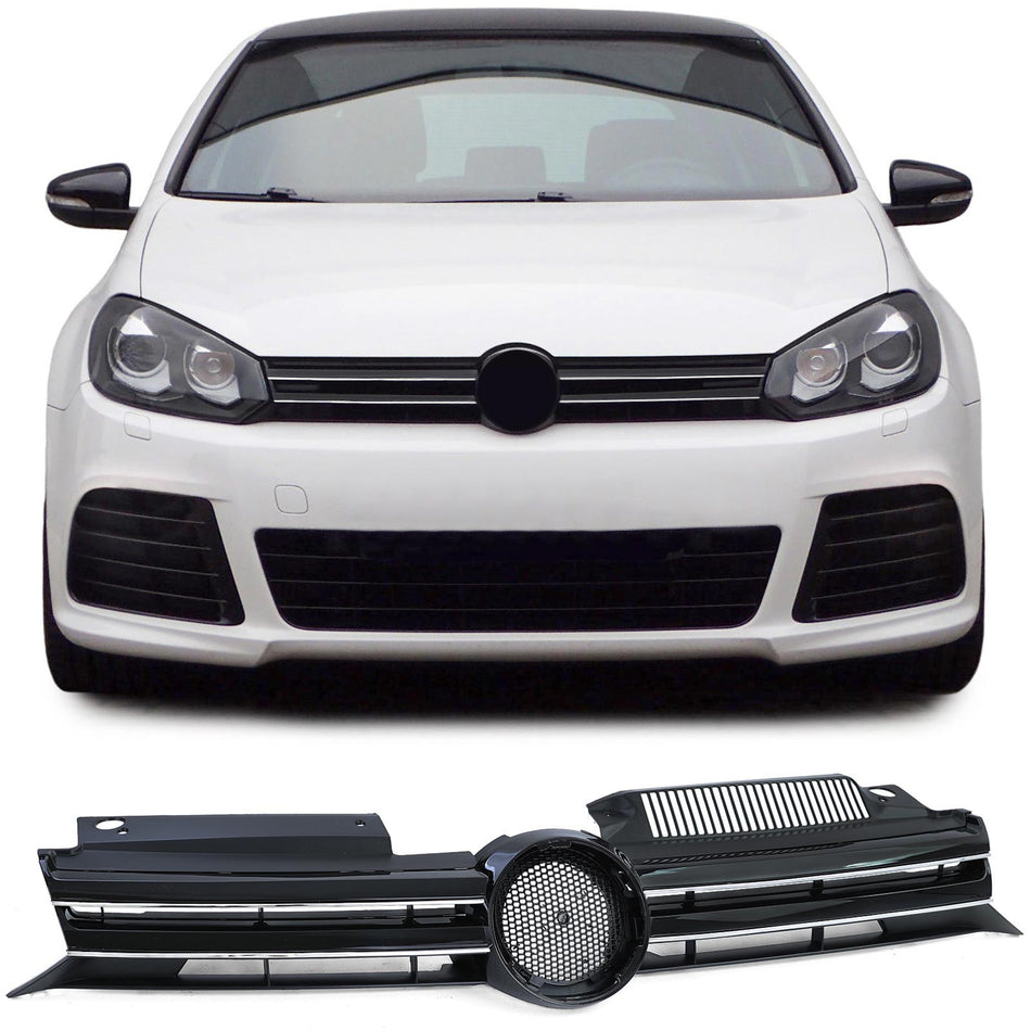 Griglia Sportiva Nera Lucida con Listelli Cromati per Volkswagen Golf 6 08-13