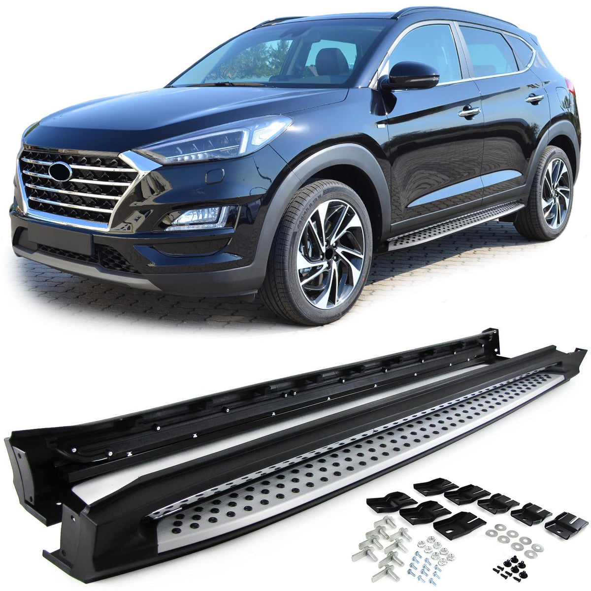 Pedane Laterali in Alluminio per Hyundai Tucson TL (2015-2020) con Anti-scivolo