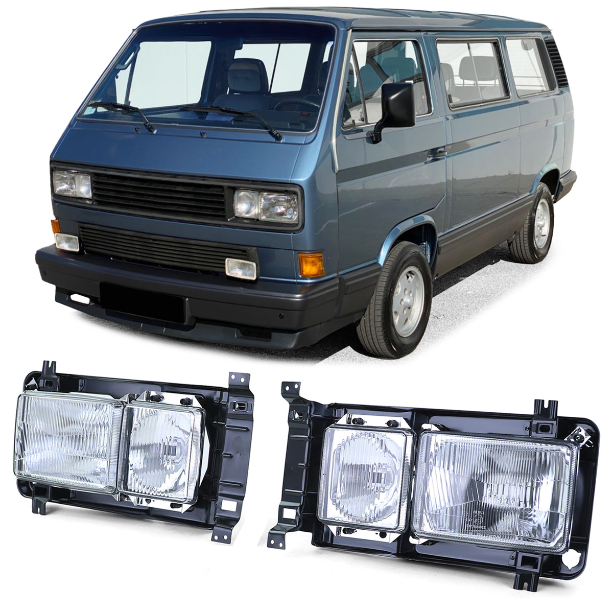 Fari Set Rettangolari H4 H3 per Volkswagen Bus T3 Carat 1979-1992