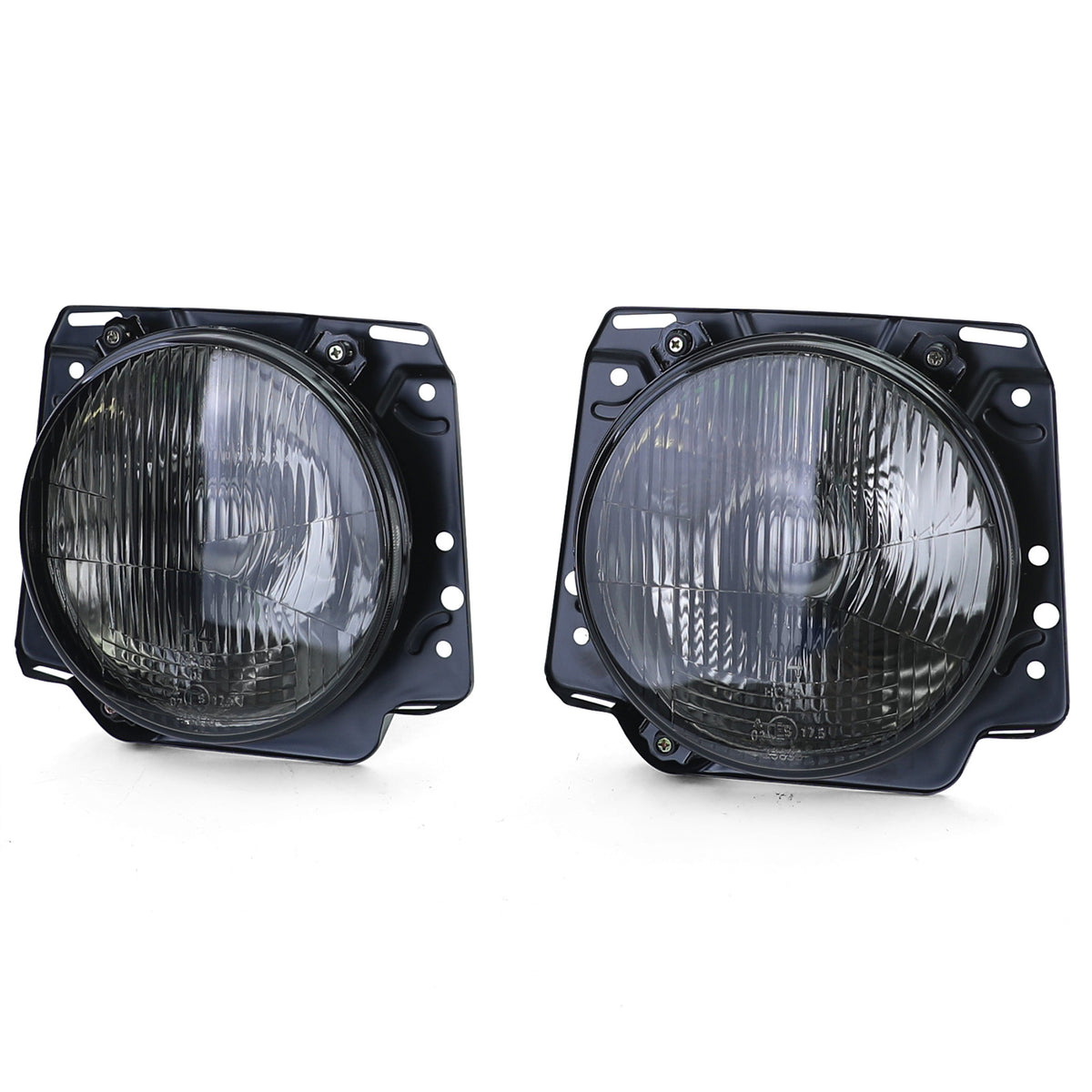 Fari H4 Neri Fumè con Vetro Rigato per Volkswagen Golf 1983-1991