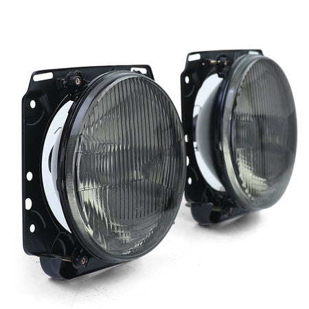 Fari H4 Neri Fumè con Vetro Rigato per Volkswagen Golf 1983-1991