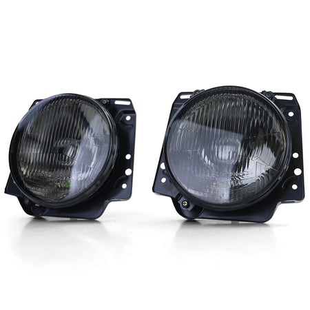 Fari H4 Neri Fumè con Vetro Rigato per Volkswagen Golf 1983-1991