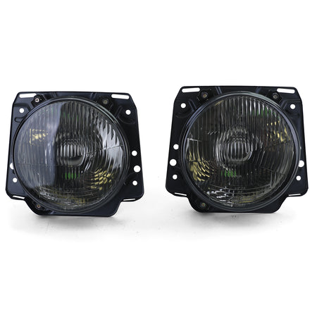 Fari H4 Neri Fumè con Vetro Rigato per Volkswagen Golf 1983-1991