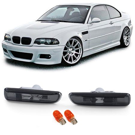Frecce Vetro Trasparente Laterali Neri Fumè per BMW Serie 3 E46 Berlina Touring