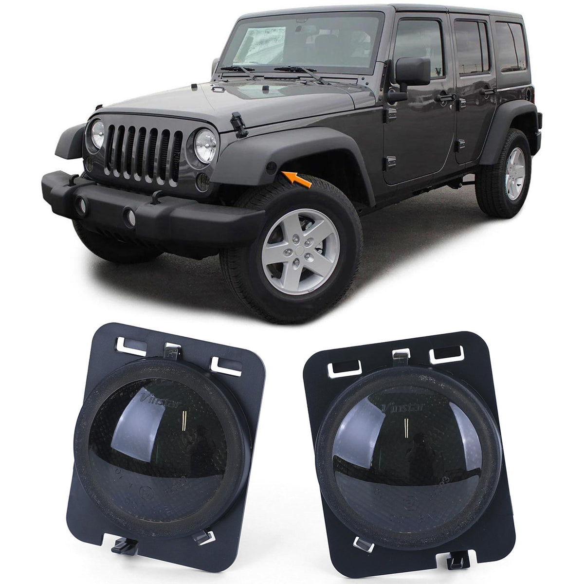 Frecce LED Laterali Nere Fumè Coppia per Jeep Wrangler JK 07-17