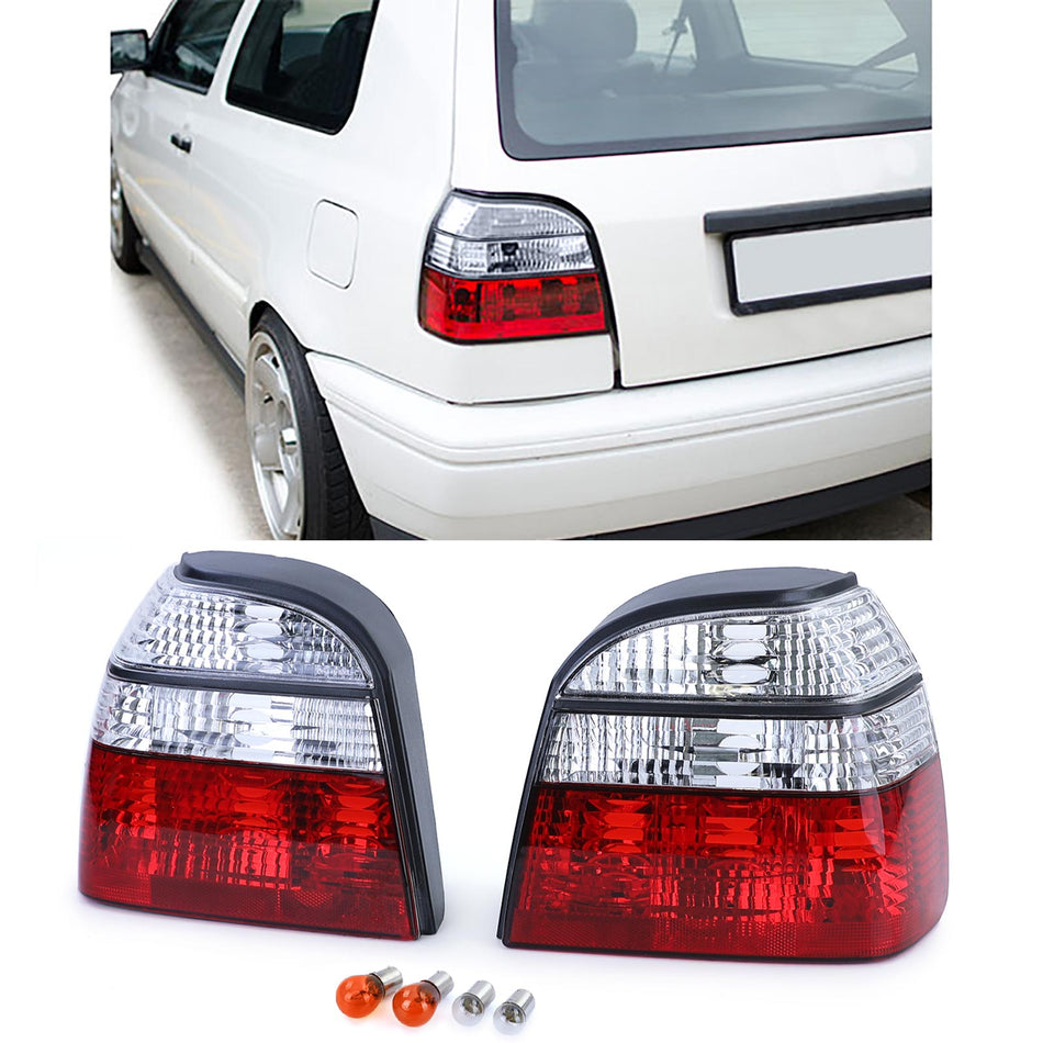 Fanali Posteriori Trasparenti Rossi per Volkswagen Golf 3 Berlina Cabrio 91-97