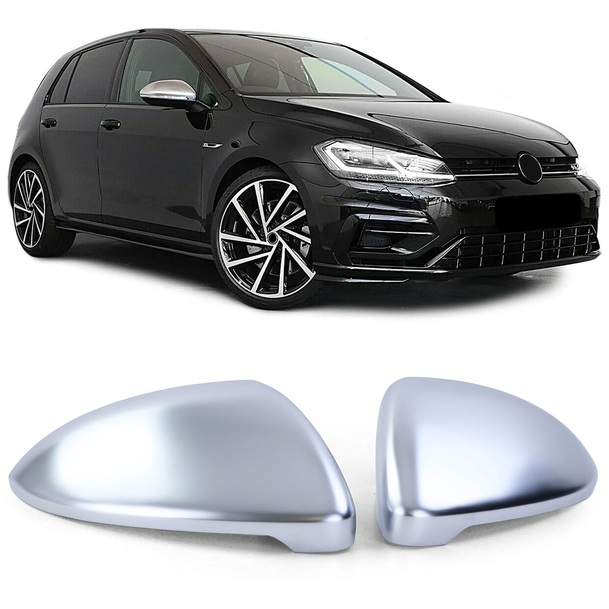 Copertura Specchietti Set Argento Opaco per Volkswagen Golf 7 Berlina 2012-2017