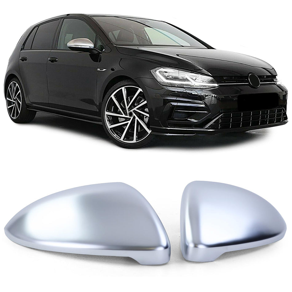 Copertura Specchietti Set Argento Opaco per Volkswagen Golf 7 Berlina 2012-2017