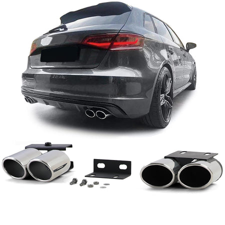 Terminali Scarico Sportivi 4-Rohr S-Look per Audi A3 1.4 1.8 2.0 8V