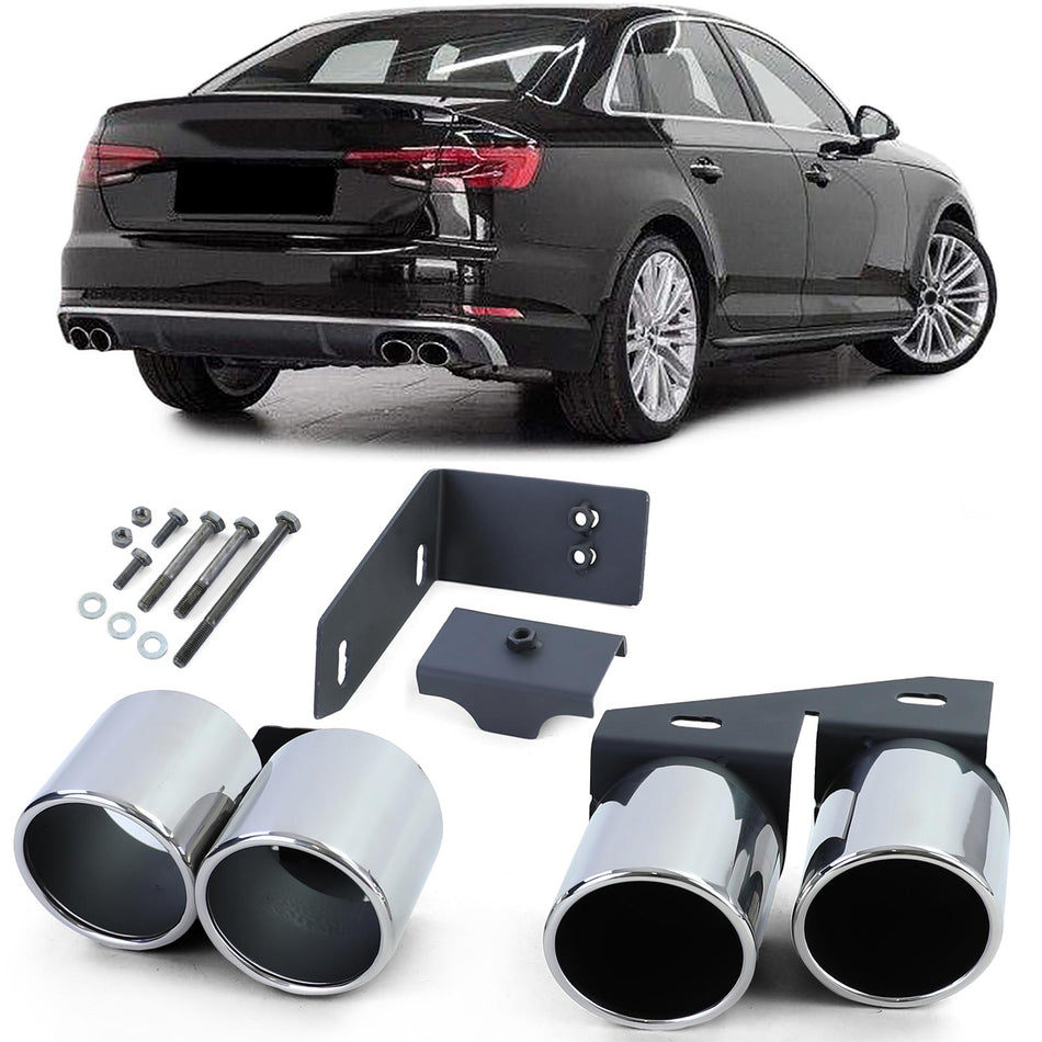 Duplex Terminali di Scarico 4 Uscite in Acciaio per Audi A4 2.0 B9 Dal 15