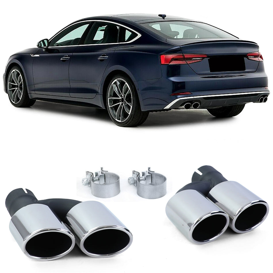 Sport Scarico Terminali 4 Uscite Acciaio Coppia per Audi A5 8T Dal 11