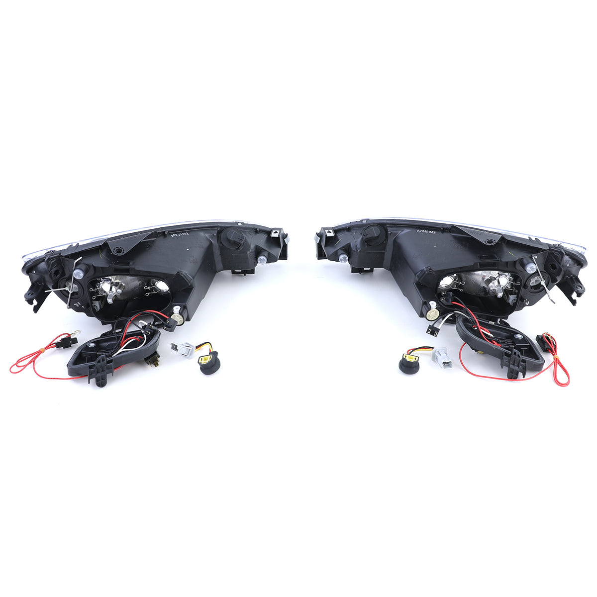 Fari Vetro Trasparente Neri H7 con Adattatore per Peugeot 206 (1998-2008)