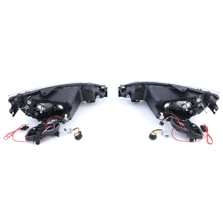 Fari Vetro Trasparente Neri H7 con Adattatore per Peugeot 206 (1998-2008)