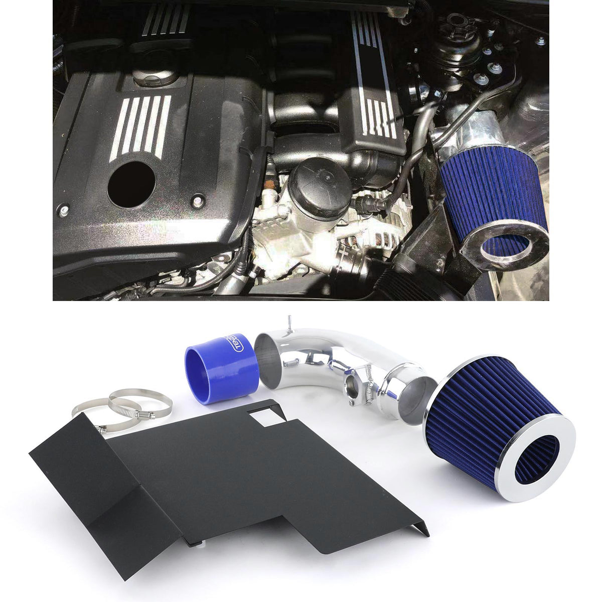 Aspirazione Diretta con Filtro Aria Sportivo Blu per BMW Serie 3 E90 E92 E81