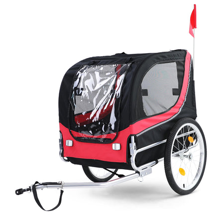 Rimorchio Bici Pieghevole per Animali Fino a 40Kg, Rosso/nero, Universale
