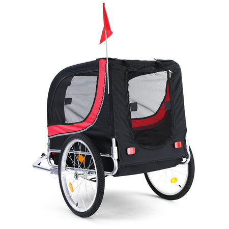 Rimorchio Bici Pieghevole per Animali Fino a 40Kg, Rosso/nero, Universale