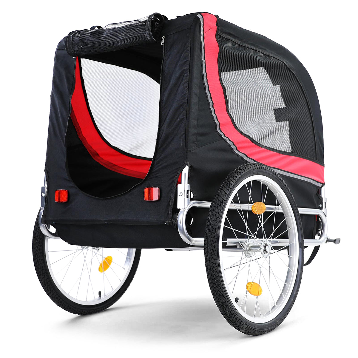 Rimorchio Bici Pieghevole per Animali Fino a 40Kg, Rosso/nero, Universale
