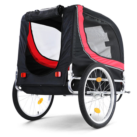 Rimorchio Bici Pieghevole per Animali Fino a 40Kg, Rosso/nero, Universale