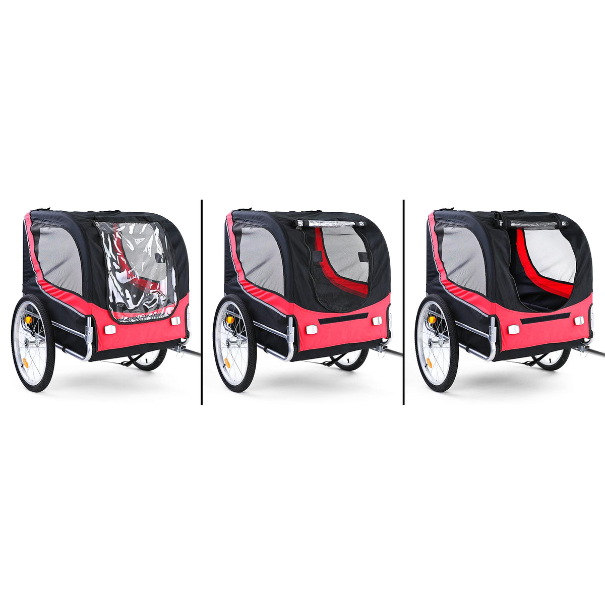 Rimorchio Bici Pieghevole per Animali Fino a 40Kg, Rosso/nero, Universale