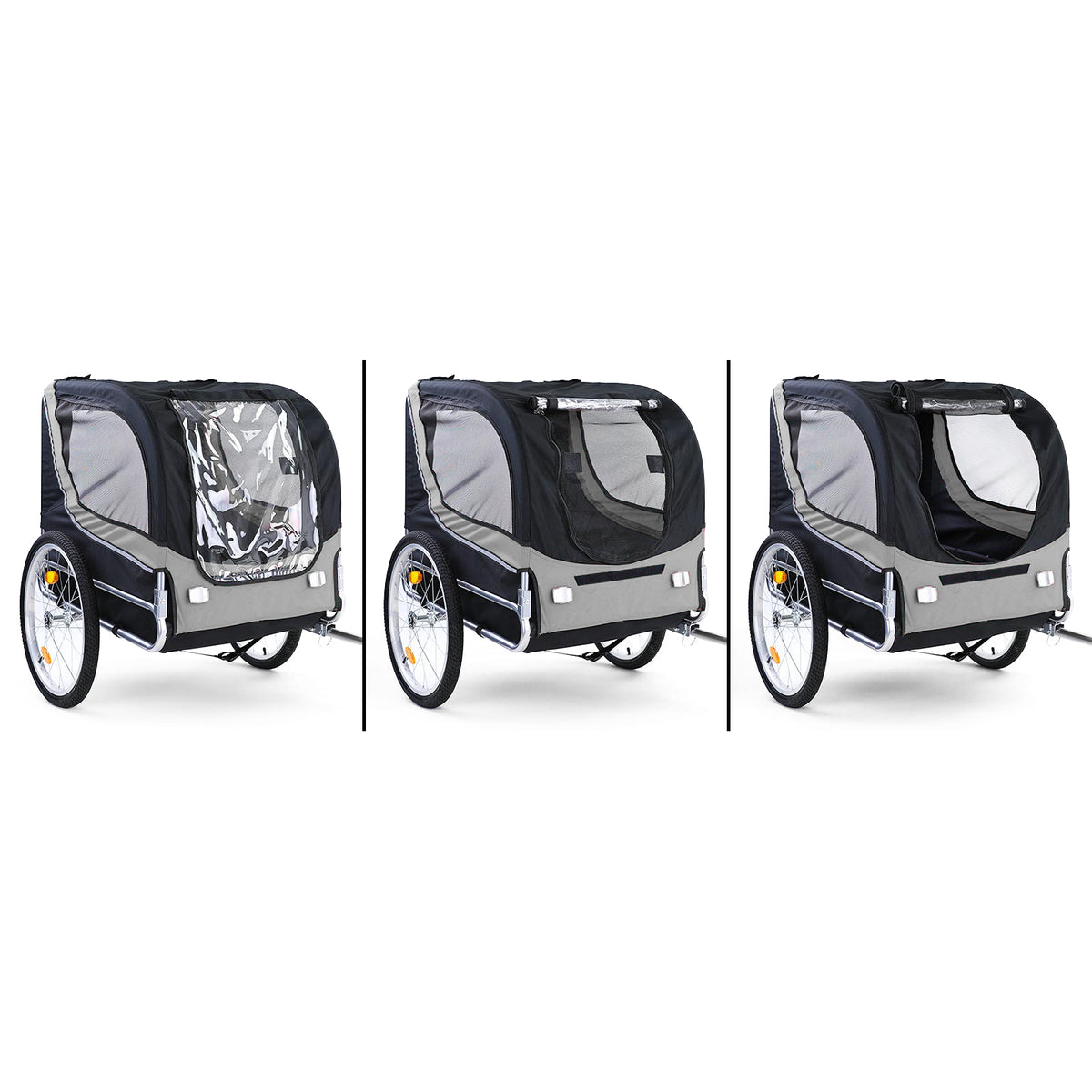Rimorchio Bici Pieghevole per Animali Fino a 40Kg Colore Grigio/nero Universale