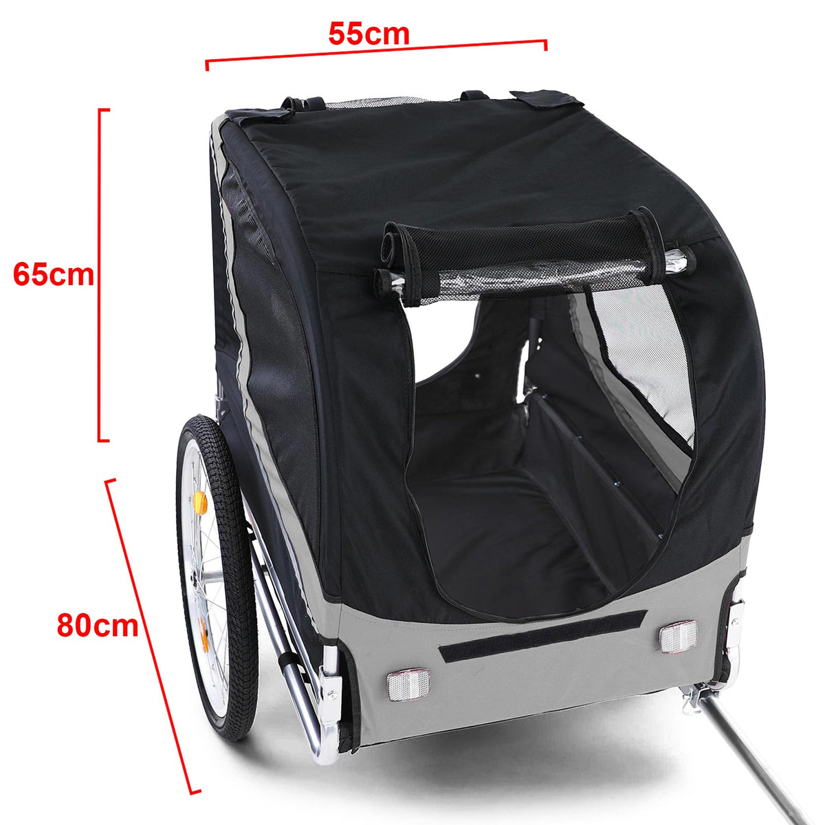 Rimorchio Bici Pieghevole per Animali Fino a 40Kg Colore Grigio/nero Universale