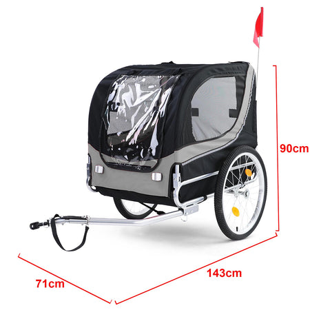 Rimorchio Bici Pieghevole per Animali Fino a 40Kg Colore Grigio/nero Universale