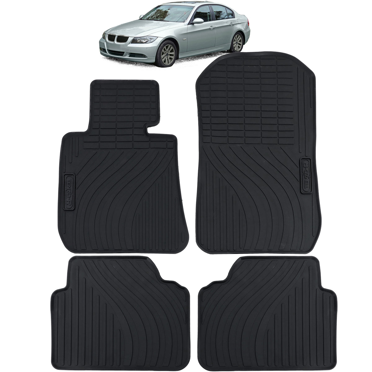 Tappetini in Gomma Neri Premium per BMW E90 E91 Berlina Touring (2004-2012)