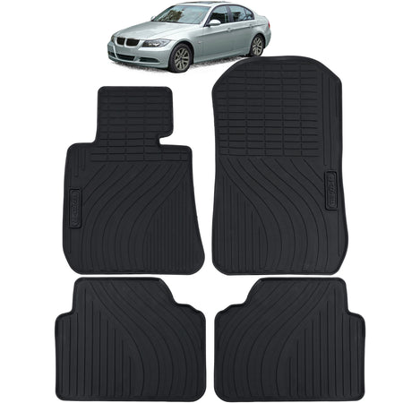 Tappetini in Gomma Neri Premium per BMW E90 E91 Berlina Touring (2004-2012)