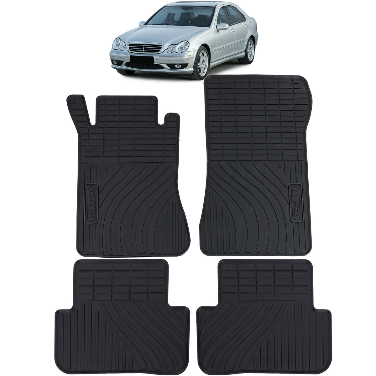 Tappetini in Gomma Neri Premium per Mercedes Classe C W203 S203 2000-2007