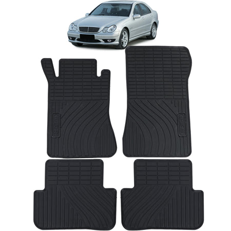 Tappetini in Gomma Neri Premium per Mercedes Classe C W203 S203 2000-2007