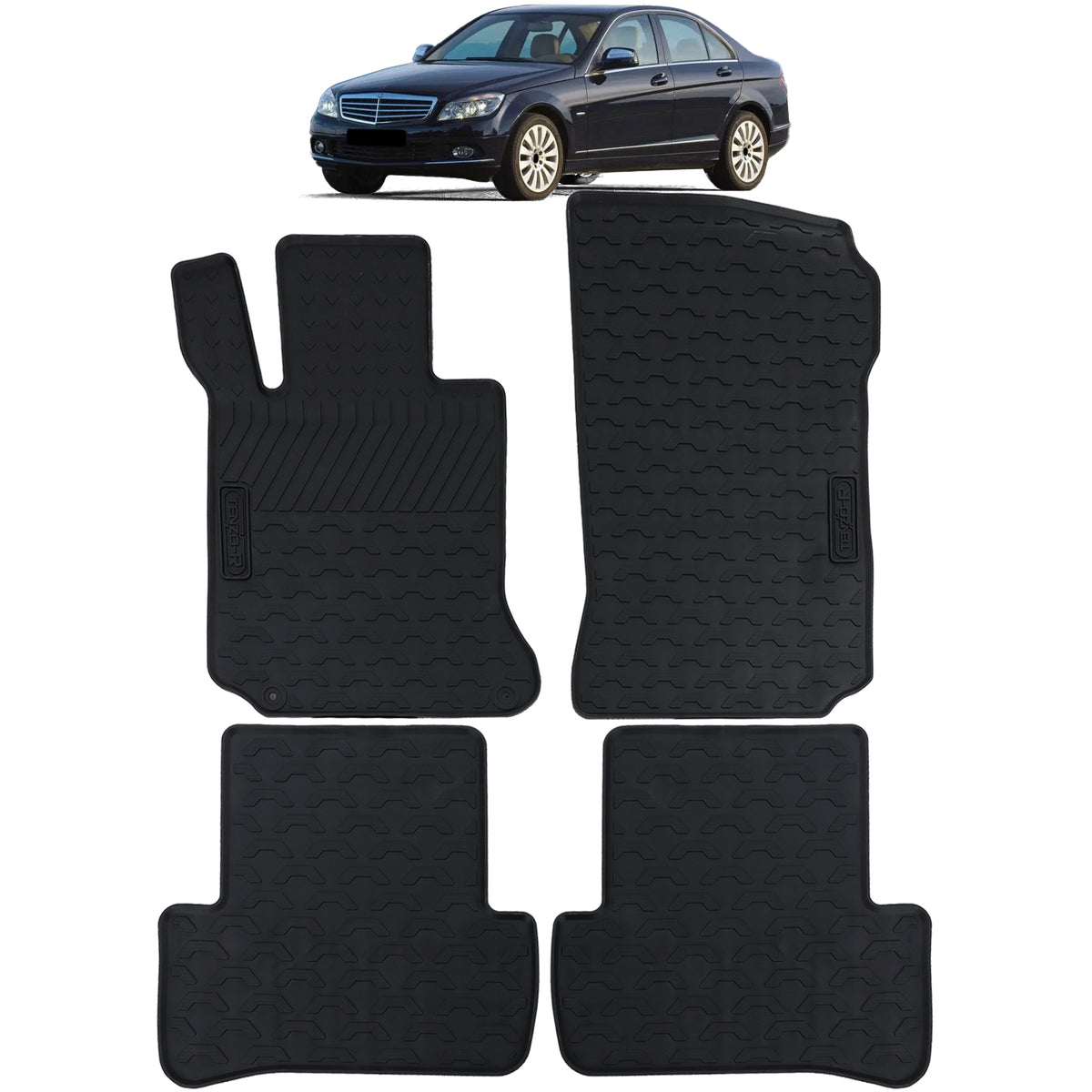 Tappetini Gomma Neri Premium Set per Mercedes Classe C W204 S204 07-11