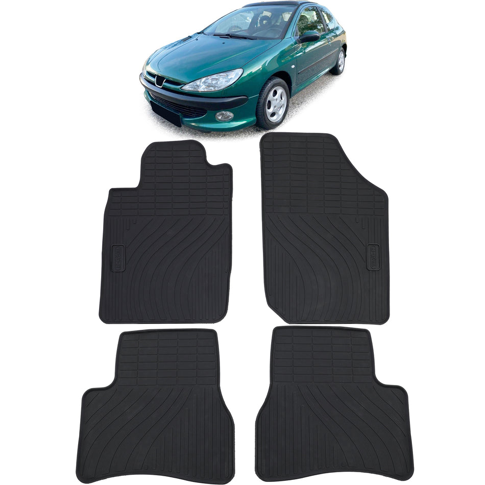 Set Tappetini in Gomma Neri Premium per Peugeot 206 1998-2009