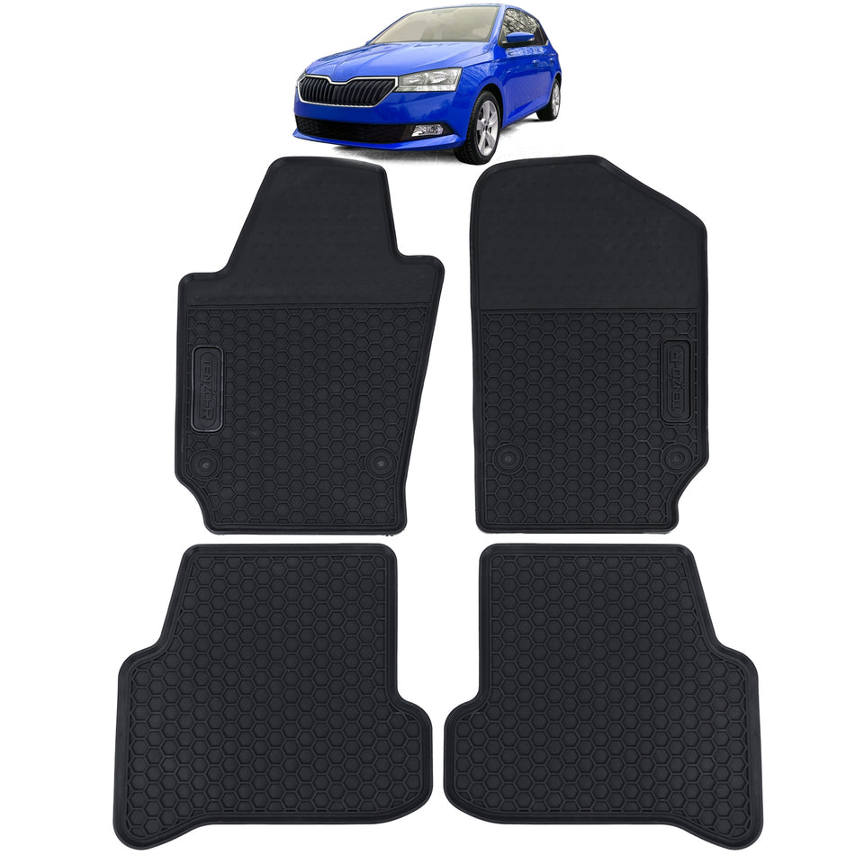 Set Tappetini in Gomma Neri Premium per Skoda Fabia 3 NJ Dal 14