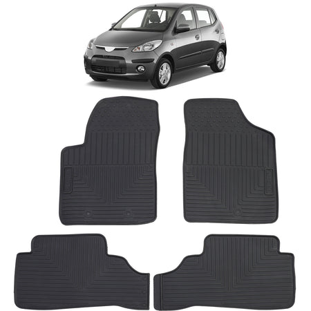 Tappetini in Gomma Neri Premium per Hyundai I10 PA 2007-2013, Set Completo