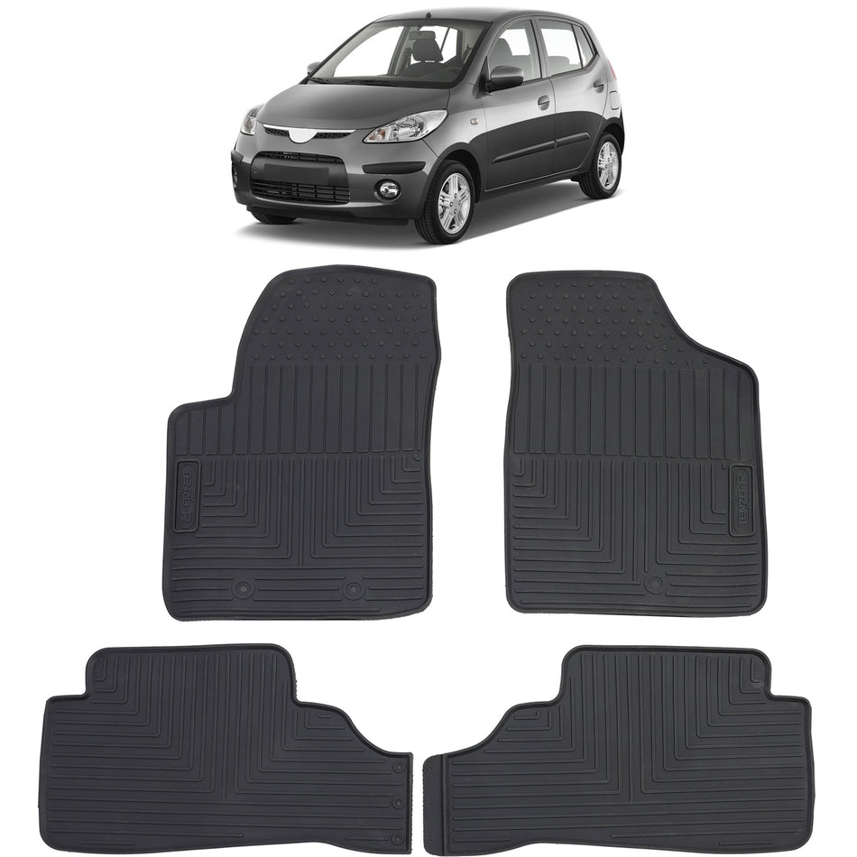 Tappetini in Gomma Neri Premium per Hyundai I10 PA 2007-2013, Set Completo