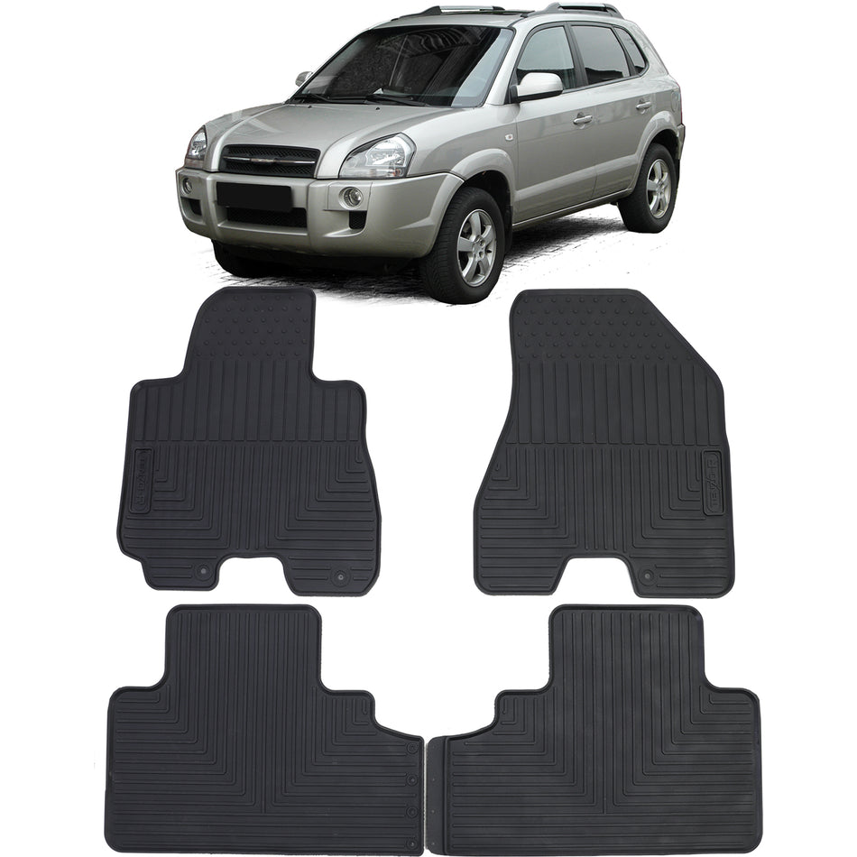 Tappetini in Gomma Neri Premium per Hyundai Tucson JM 2004-2010, Set Completo