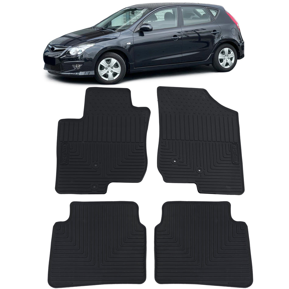 Tappetini in Gomma Nera Premium Set 4 Pezzi per Hyundai I30 GD 2011-2016