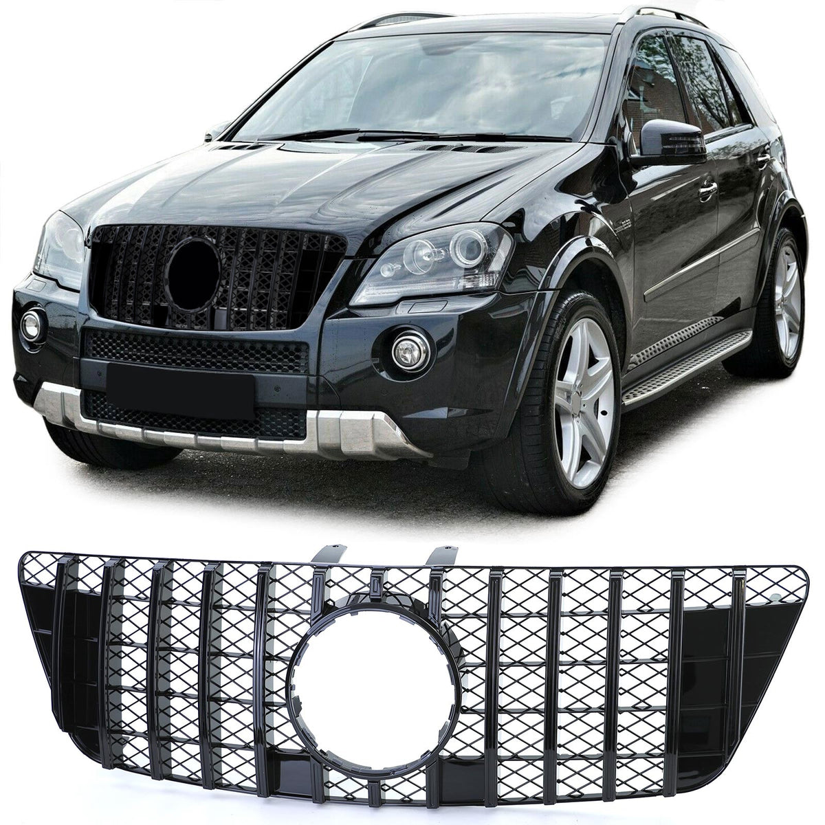Griglia Sportiva Nera Lucida per Mercedes ML W164 Facelift 2008-2011