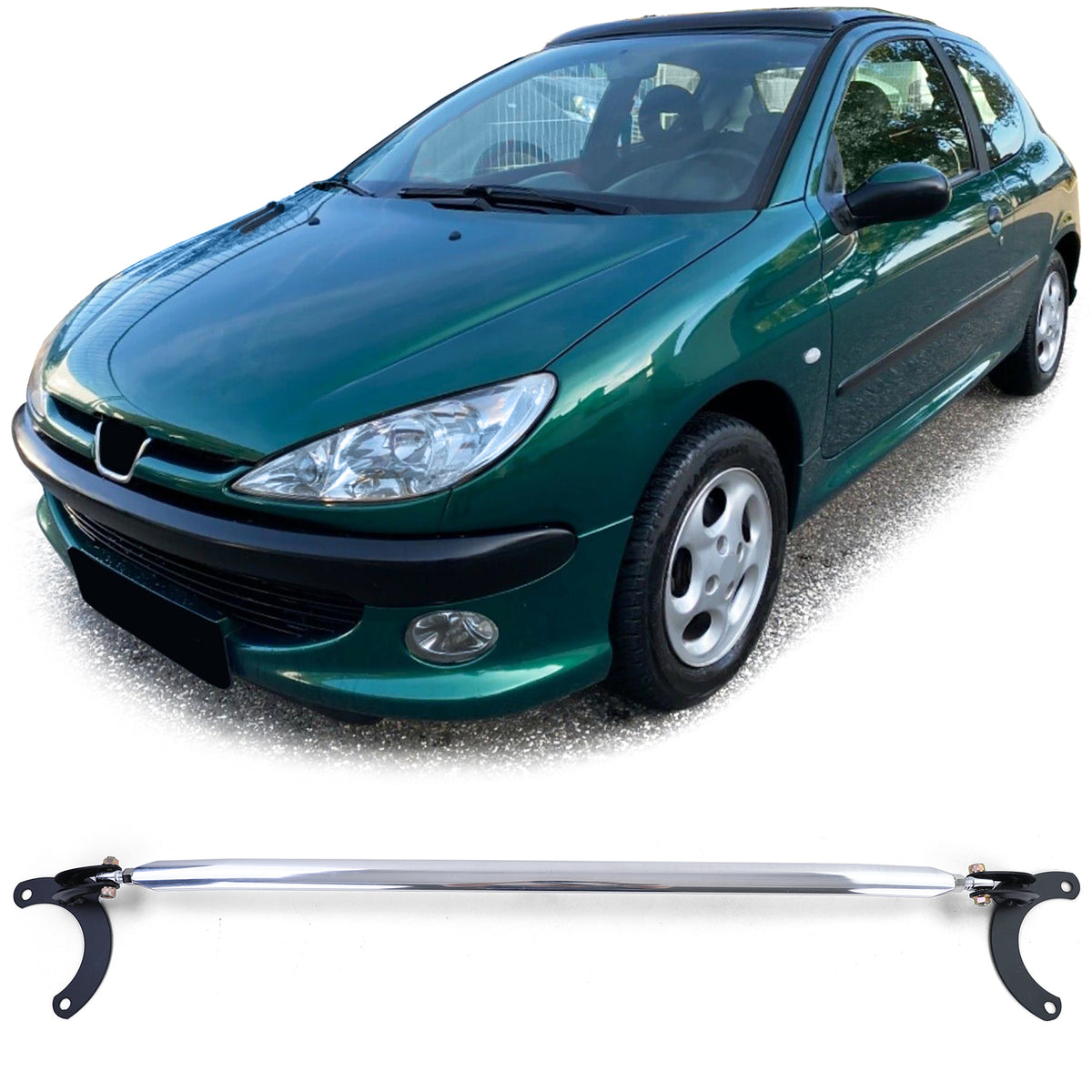 Alluminio Barra Duomi Anteriore 3 Pezzi Regolabile per Peugeot 206 + CC SW