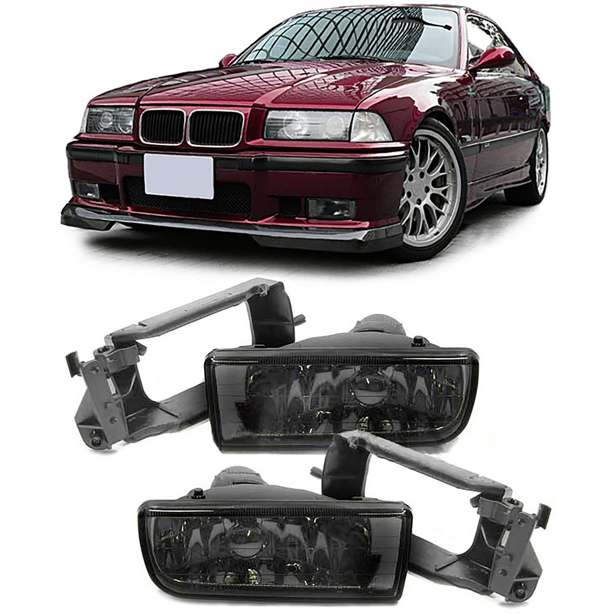 Fendinebbia Vetro Trasparente Neri Fumé per BMW E36 91-99 M3, Sinistro