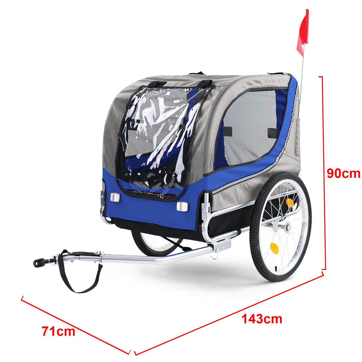 Rimorchio Bici Pieghevole per Animali Fino a 40Kg in Blu/grigio Universale