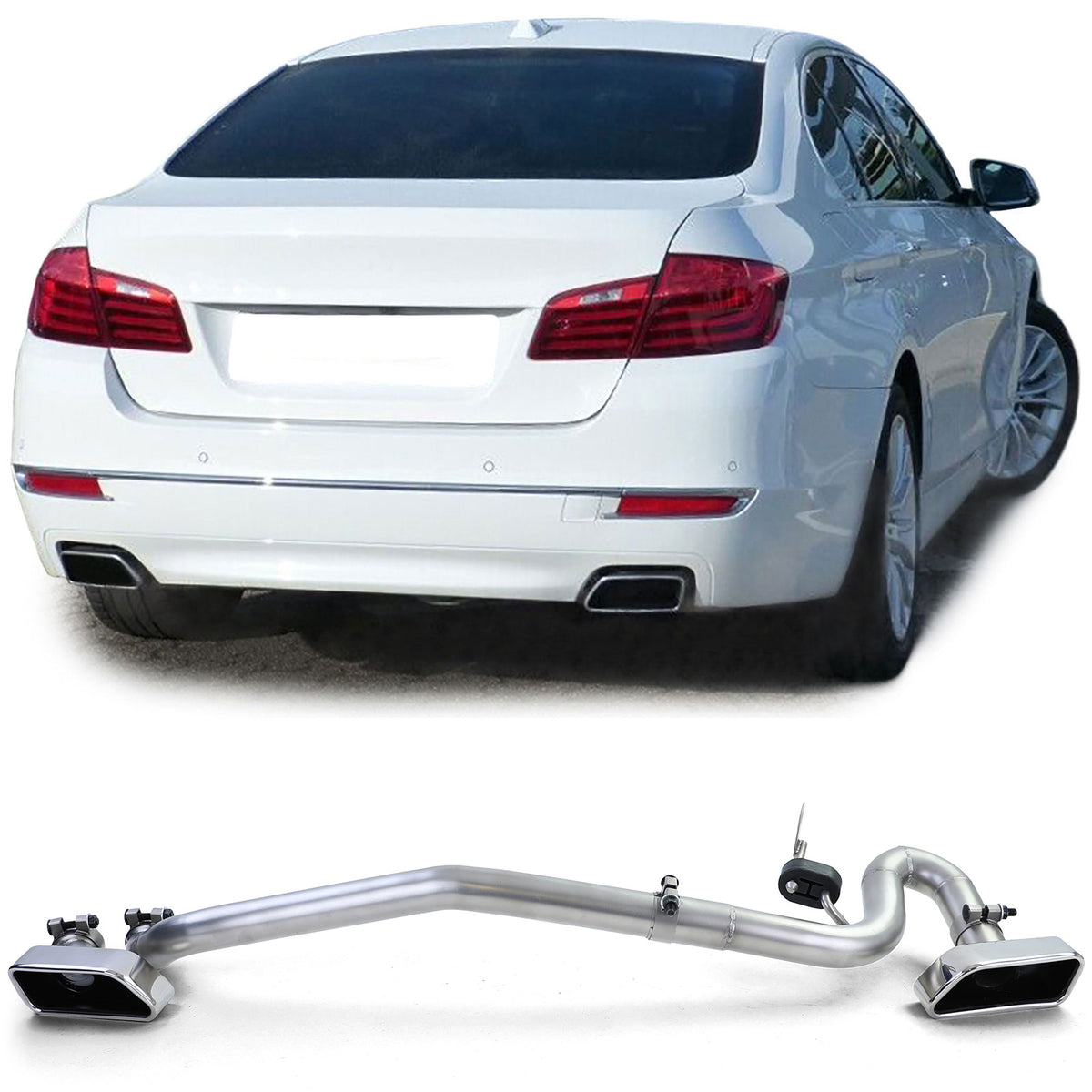 Terminali Scarico Duplex 550 Look in Acciaio per BMW F10 F11 520 523 525 528 530
